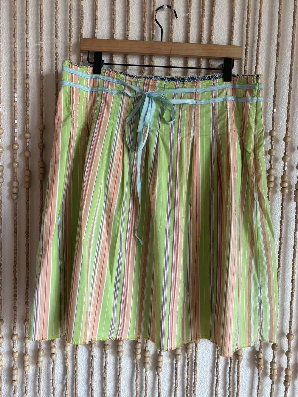 Vintage Old Navy Green Orange Playground Prep Girlhood Core Y2K Striped Skirt